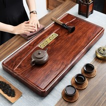 스퀘어 원목 다도 차판 차반 전목 차탁 다판 티트레이 다관 퇴수기, 풍경 자단색(40X25X4cm), 1개