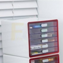 파인앤유 6단 미니소품함 레드 책상미니서랍장 펜보관함