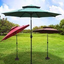 썬샤인 알루미늄 2단 파라솔 2700＋16kg 썬베이스, 색상:초코