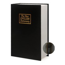 가죽 책 금고(사이즈 22.6 x 15.2 x 5.1cm(8.7 x 6 x 2인치)) 주얼리 돈 및 현금을 위한 실제 종이 비밀 전환 책 금고 숨겨진 할로우 포함 콤비네이션, Black-Combination_M