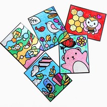 [마리모아] 포일 아트 호일 동물 민화 크리스마스 유아 미술 재료 모래 붙이기 반짝이 홀로그램 초등 공예 수업 만들기 꾸미기 단체 행사 어린이 샌드 세트 엄마표 diy 놀이, 포일아트:허니비
