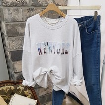 상상그이상 여성용 국내제작 뉴욕 엠보싱 맨투맨 고급소재 부드러운 촉감좋은 귀여운 엠보 실사 레터링 컬러 군살커버 늘어짐없는 캐주얼룩 가성비 좋은 심플한 레터링 맨투맨