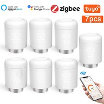 Tuya Zigbee 온도 조절 라디에이터 밸브 지능형 무선 휴대폰 앱 제어 알렉사 구글 홈과 호환 가능, 07 7pcs Thermostat