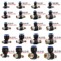 덕트 환기 후드 알루미늄 고속 공압 에어 커넥터 피팅 SL 4 6 8 10 12mm 나사 1/8 1/4 3/8 1/2 속도 조절 밸브 스로틀 밸브 20 개 50 개 100, 21.SL6-03 (3I8) - 100 PCS
