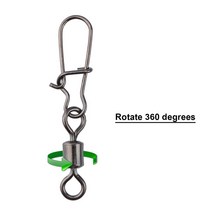 NOEBY Fishing Lure Tackle 60PCS Bearing Rolling Swivel Heigh-Carbon Steel With Snap Fishhook Connect, 5bags-60pieces, 3+3 black