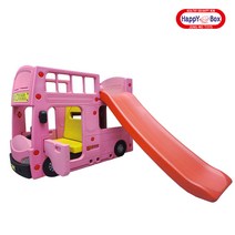 중모토이플러스 더블데커 월드투어 버스 미끄럼틀 단체 놀이터 여러명 동시에 사용 가능, 핑크