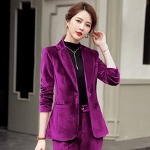 여성 벨벳 원버튼 정장 슈트 직장 슬림 가을겨울 재킷