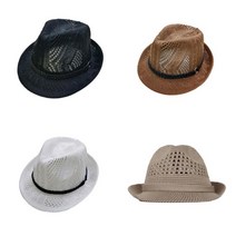 위월천 여름 코튼 메쉬 손뜨게 짜임 버클 숏챙 페도라 뜨개모자 메쉬모자 중절모자
