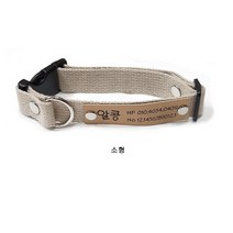 코코방스 강아지 이름표 목걸이 네임택 인식표 천연가죽 각인 목줄, 연두