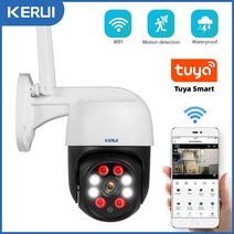 CCTV 방범 보안 감시 IP 카메라 현관 문 스마트폰 가정용 매장 무선 초소형 펫 씨씨티비 kerui 1080p 3mp ptz wifi ip tuya 스마트 야외 홈 4x 줌, 3mp 및 128gb 카드, 오 플러그