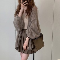 루오코 가을 여성 복고풍 대학생 니트 양복 드레스