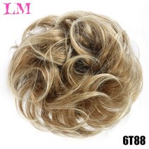헤어피스 붙임머리 부분가발 LM Girls Curly Straight Scrunchie Chignon 고무 밴드 브라운 그레이 도넛 헤어 링 랩 지저분한 롤빵 포니 테일, [12] FQ001-6T88