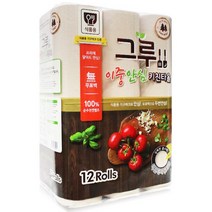삼정펄프 그루 이중 안심 2겹 키친 타올 타월 120매 12롤 천연펄프 4무 식품용 파워 엠보싱 무형광 추천