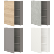 이케아 욕실 벽수납장 ENHET 엔헤트 벽수납장 + 선반2/도어 그레이/화이트 60x17x75 cm