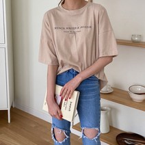 반팔티셔츠 레터링 여성 데일리룩 기본반팔티 루즈핏