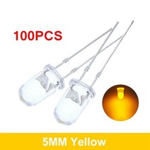 100 개/몫 투명 라운드 5mm 슈퍼 밝은 물 맑은 녹색 빨간색 흰색 노란색 푸른 빛 LED 발광 다이오드 F5, 19 100pcs Fog-Yellow