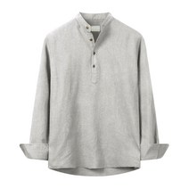 해리슨 남성용 헨리넥 린넨 롤업 긴팔 셔츠 TBC1001