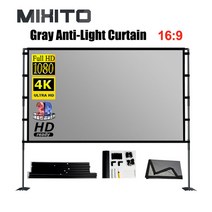 전동 스크린 MIXITO 휴대용 접이식 듀얼 브래킷 스타일 프로젝터 야외 16:9 비율 가정용 3D HD 프로젝션 커튼 84-120 인치 전동스크린설치방법 스크린 전동스크린 빔, 4.100 inch