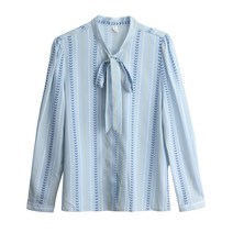 여성 가을 슬림핏 블라우스 프렌치 긴팔 셔츠