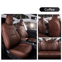 자동차 의자커버 테슬라 모델 3 맞춤형 카시트 커버 액세서리 for model y 360도 풀 커버 정품 가죽 풀 서라운드, 커피 세트