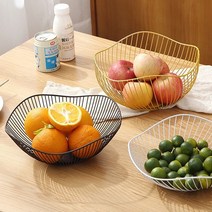 북유럽 스타일 철예 과일 바구니 프릴 철선 불규칙 과일 접시 간식 철예 과일 바구니, 로터스 리프 화이트 라지 스트레이트 에지, 1개