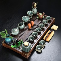 도자기 찻잔 중국 다기세트 다도 전통 가정용, 관인후덕죽절유수차판+고요배차캔다도14종