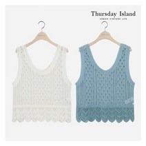 [백화점매장정품출고] 써스데이아일랜드 여성 니트 가디건 [Thursday Island] 레이스 패치 스카시 베스트(T214MVT238W)