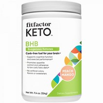뇌를 위한 Fitfactor 케토 BHB 외생 케톤스 무공해 연료 피치 망고 11.4온스 30인분