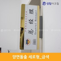 성림아크릴 양면돌출표찰 복도표찰 돌출안내판 실내간판 표지판 자석 표시판 부서표찰 돌출안내표지 아크릴표찰 도어사인문패, 양면돌출_금색_세로[280*120(90)], 1개