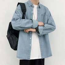 오버핏 청남방 셔츠 패션 10대 남자오버사이즈 롱 루즈핏와이 긴팔카라 스트릿룩코디 남자의류사이트 남녀
