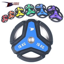 포스스포츠 3구핸들 우레탄 중량원판(50mm) 1.25kg~20kg/바벨/플레이트/역기봉/중량봉, (중량원판)20kg_1개, 1개