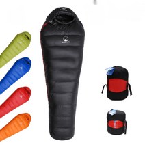 구스 다운 캠핑 성인 미라 슈퍼 라이트 다운 침낭 구스침낭 400-1300g, 블랙 400G 구스다운