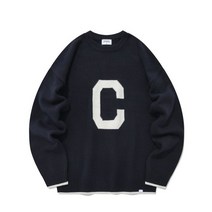 램스울 C 로고 크루넥 니트 네이비