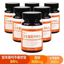 발효율피 맥스 정 84% 고함량 800mg 60정 엘라그산, 6개(6개월분), 6개