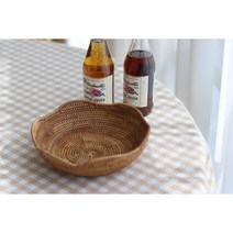 발리 라탄 웨이브 원형바구니 라탄바구니