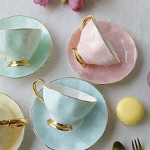 피디엠에스샵_로렐 골드라인 커피잔 2인세트+pdms쾍, ★쾍_도트무늬 블루