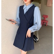 라이 가을 결혼식 하객 돌잔치 엄마 상견례 하늘색 블라우스 원피스 세트 스토어팜 44사이즈 키작은여자 키작녀쇼핑몰 오피스룩 페미닌룩
