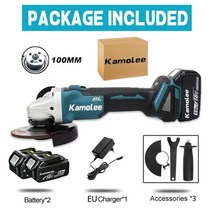 샌딩기 핸드 그라인더 샌딩 가정용/산업용 미니 자동 전동 무선 kamolee m14 125mm100mm 18500rpm 브러시리스 무선 앵글 makita 18v 배터리와 호환되는, 100mm 2 배터리 eu
