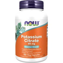 나우푸드 포타슘 칼륨 구연산 99mg 180베지캡슐 POTASSIUM 영양제, 180캡슐, 1개