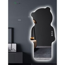 전신거울 곰돌이 특이한 피팅룸 LED 조명 드레스룸 대형 벽걸이 이동식거울 스마트 매장, 완제품, 안전포장, 75x165cm싱글스위치3색전환