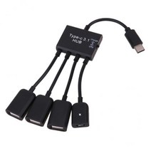4 마이크로 USB 충전 포트가 있는 1개의 Otg Type-c에서 3개의 포트 Usb 허브 어댑터에 대해, 설명, 플라스틱, 블랙
