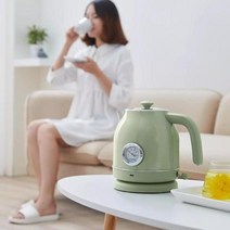 미니 전기포트 커피포트 무선주전자 youpin mijla qcooker 레트로 전기, 초록, L