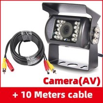 트럭 백업 카메라 12V24V 4 핀 AV 연장 케이블 LED IR 야간 투시경 차량 후방 트레일러버스밴픽업RV 용, Add 10M Cable(AV)+No Guide Lin