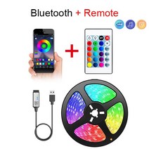 2구 3구 5구 8구 멀티탭 테이프 블루투스 USB LED 스트립 빛 5050 SMD 5V RGB 조명 유연한 램프 리본 자체, 02 1m, 03 Bluetooth IR