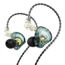 TRN MT1 하이브리드 이어폰 듀얼 마그넷 놀스 HIFI 인이어 하이브리드 유선 이어폰, 그린(마이크없음)