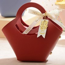 가죽 구디백 사탕 상자 결혼식 답례품 립스틱 포장 상자 휴대용, 7x6x10cm, 와인 레드