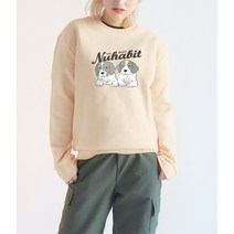 뉴해빗 THE BASIC DOG (SSMNH-1150) 프리미엄 기모 맨투맨 티셔츠
