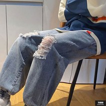 가바바 남성 빅사이즈 청바지 힙한느낌 가득 언발란스 찢어진 조거 데님팬츠 5XL까지 G67489