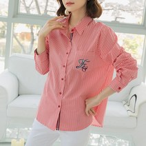 [디얼마미] 줄지 자수 남방 미시옷 빅사이즈 엄마옷 중년 여성 마담