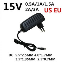 1PCS AC/DC 어댑터 DC 15 V 0.5A 1A 1.5A 2A 3A AC 100-240V 컨버터 전원 어댑터 15 V 볼트 충전기 전원 공급 장치 EU US 플러그, DC PLUG 2.5-0.7MM_미국 | 15V 3A